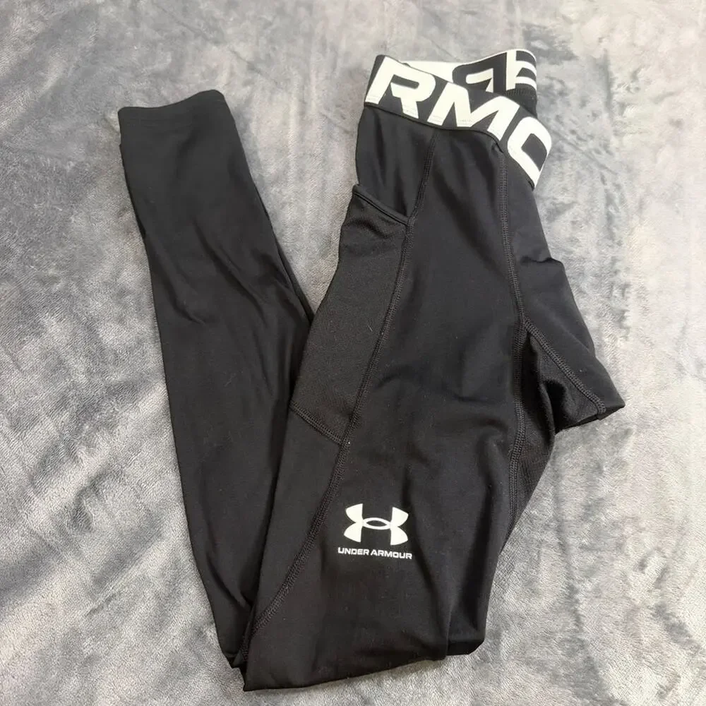Mens Under Armour Cold Gear Black Spandex Tights Compression Pants Sz S